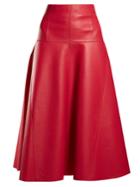 Fendi Leather A-line Midi Skirt