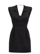 Matchesfashion.com Versace - Chain-back Sweetheart-neck Crepe Mini Dress - Womens - Black