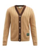 Matchesfashion.com Gucci - Logo-patch Ribbed Wool Cardigan - Mens - Beige