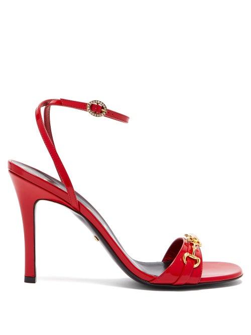 Matchesfashion.com Gucci - Horsebit Leather Slingback Sandals - Womens - Red