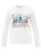 Matchesfashion.com Valentino - Roman Sketch-logo Cotton-blend Sweatshirt - Mens - White