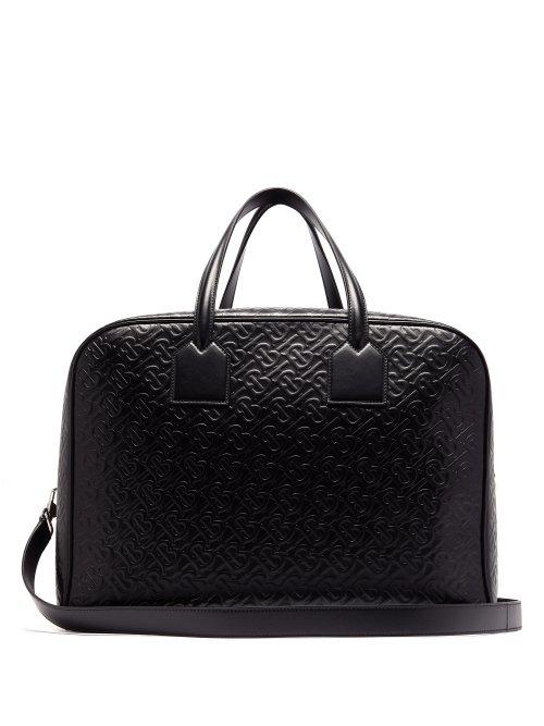 Matchesfashion.com Burberry - Monogram Embossed Leather Holdall - Mens - Black