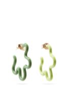 Matchesfashion.com Bea Bongiasca - Flower 9kt Gold & Enamel Hoop Earrings - Womens - Green Multi