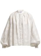 Matchesfashion.com Thierry Colson - Slava Floral Print Linen Blouse - Womens - Grey Print