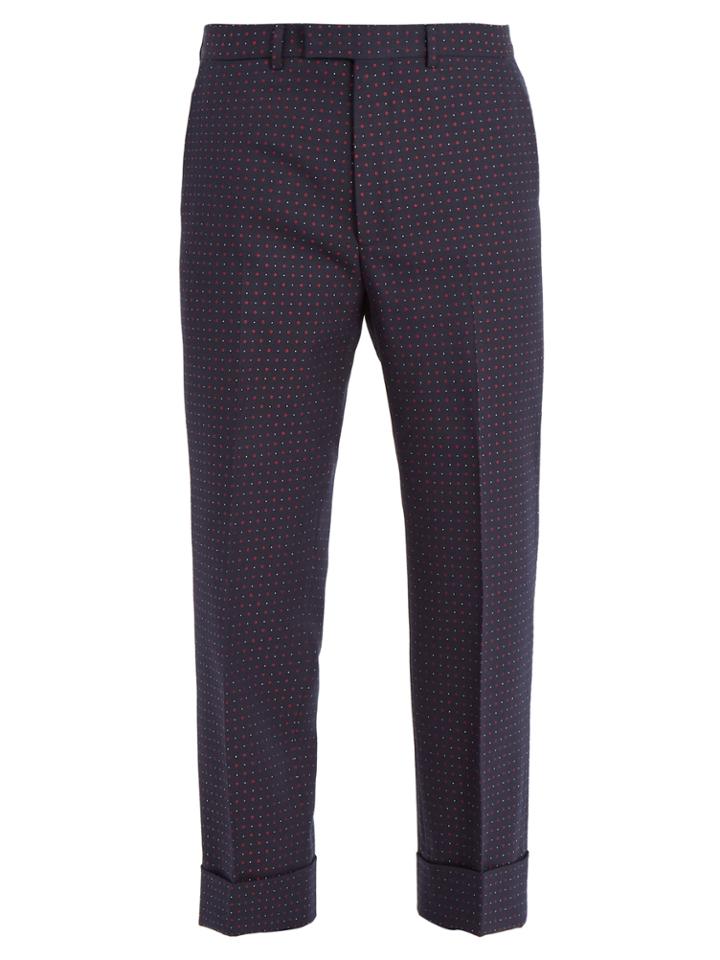 Gucci Polka-dot Jacquard Cotton-blend Trousers