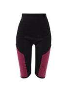 Ladies Rtw Moncler - Ribbed-panel Technical-jersey Cycling Shorts - Womens - Black