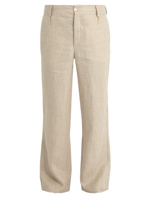 Matchesfashion.com Hecho - Mid Rise Straight Leg Linen Trousers - Mens - Beige