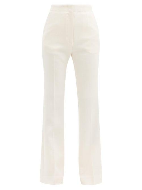 Matchesfashion.com Petar Petrov - Hamilton High-rise Flared Wool-crepe Trousers - Womens - Ivory