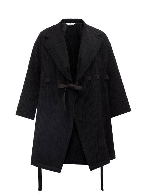 Sasquatchfabrix. - Youryuu Belted Winkled Wool-blend Overcoat - Mens - Black