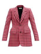 Matchesfashion.com Balenciaga - Hourglass Gingham Single-breasted Jacket - Womens - Black Pink