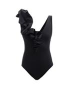 Maygel Coronel - Yaneth Ruffled Scoop-neck Swimsuit - Womens - Black