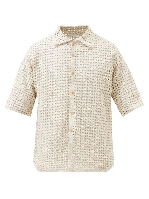 Auralee - Drop-shoulder Cotton-crochet Shirt - Mens - Cream