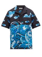 Matchesfashion.com Valentino - Koi Pond Print Cotton Poplin Shirt - Mens - Black Multi