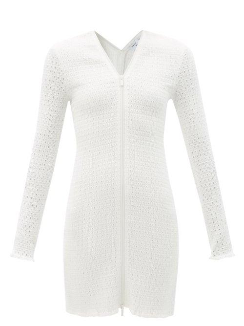 Proenza Schouler White Label - Zip-front Smocked Cotton Dress - Womens - White