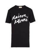 Matchesfashion.com Maison Kitsun - Crew Neck Logo Print Cotton T Shirt - Mens - Black
