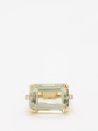 Mateo - East West Diamond, Prasiolite & 14kt Gold Ring - Womens - Green Multi