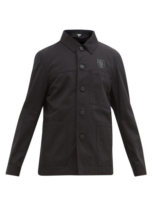Matchesfashion.com Eye/loewe/nature - Eln Eye-embroidered Cotton-twill Jacket - Mens - Black