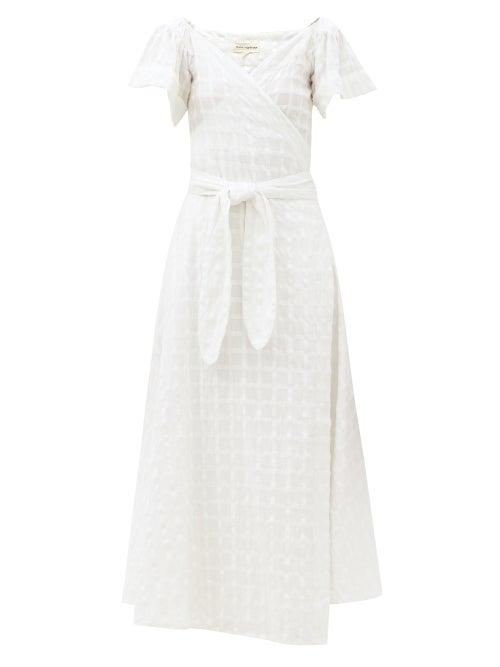 Matchesfashion.com Mara Hoffman - Adelina Wrap-front Check Cotton Dress - Womens - White