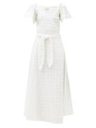 Matchesfashion.com Mara Hoffman - Adelina Wrap-front Check Cotton Dress - Womens - White