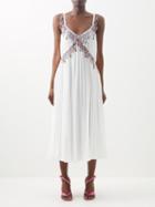 Christopher Kane - Beaded Pleated-georgette Midi Dress - Womens - Cream