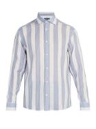 Matchesfashion.com Frescobol Carioca - Striped Linen Shirt - Mens - Blue White