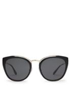 Matchesfashion.com Prada Eyewear - Cat Eye Acetate And Metal Sunglasses - Womens - Black