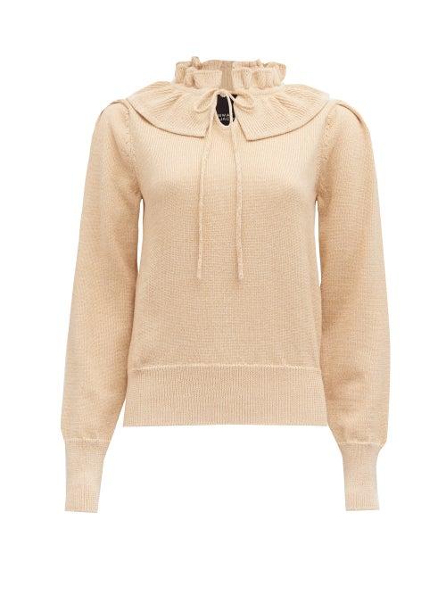 Matchesfashion.com Marc Jacobs Runway - Ruffled Tie-neck Sweater - Womens - Gold