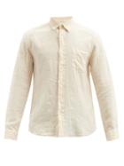 Matchesfashion.com 120% Lino - Pinstriped Crinkled Linen-calico Shirt - Mens - Beige