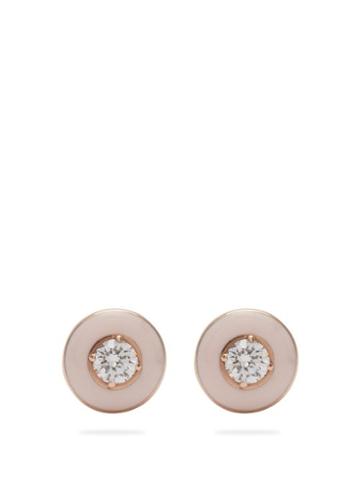 Matchesfashion.com Selim Mouzannar - Mina 18kt Rose Gold, Diamond & Enamel Earrings - Womens - Pink