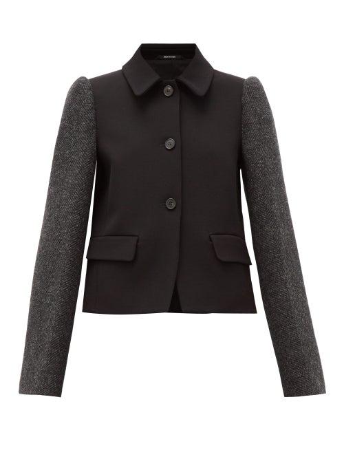Matchesfashion.com Maison Margiela - Single Breasted Panelled Technical Twill Jacket - Womens - Black Multi