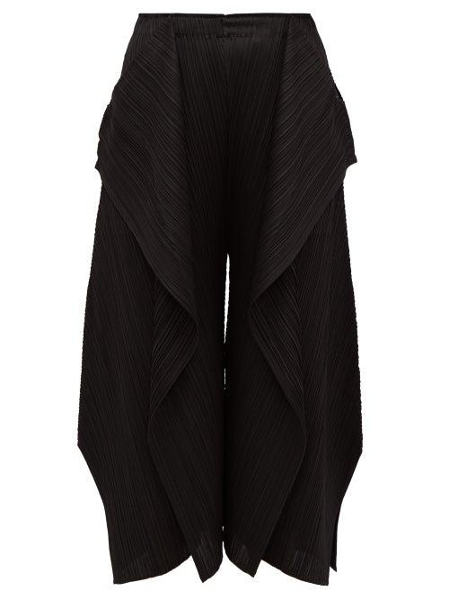 Matchesfashion.com Pleats Please Issey Miyake - Draped Pliss Wide Leg Trousers - Womens - Black