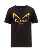 Matchesfashion.com Fendi - Diabolic Eyes Logo Print Cotton T Shirt - Mens - Black