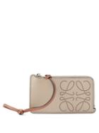 Loewe - Logo-perforated Zipped Leather Cardholder - Womens - Cream