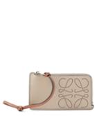 Loewe - Logo-perforated Zipped Leather Cardholder - Womens - Cream