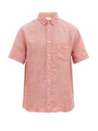 Matchesfashion.com Onia - Jack Short Sleeved Linen Shirt - Mens - Red