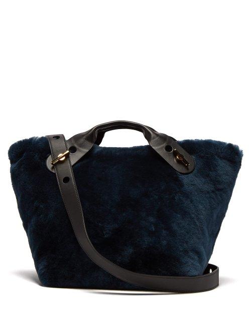 Matchesfashion.com Sophie Hulme - Bolt Shearling Tote Bag - Womens - Black Blue