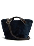 Matchesfashion.com Sophie Hulme - Bolt Shearling Tote Bag - Womens - Black Blue