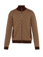 Matchesfashion.com Gucci - Gg Jacquard Wool Blend Track Jacket - Mens - Brown