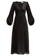 Matchesfashion.com Zimmermann - Wayfarer Linen Dress - Womens - Black