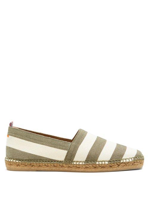 Matchesfashion.com Castaer - Striped Canvas Espadrilles - Mens - Green