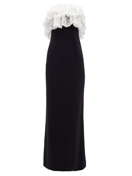 Matchesfashion.com Alessandra Rich - Lace Ruffle Column Dress - Womens - Black White