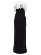 Matchesfashion.com Alessandra Rich - Lace Ruffle Column Dress - Womens - Black White