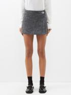 Ganni - Wool-blend Tweed Wrap Mini Skirt - Womens - Grey Multi