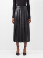 Frame - Pleated Leather Skirt - Womens - Black