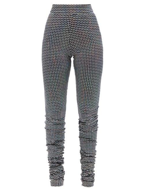 Dolce & Gabbana - High-rise Sequinned Lam-jersey Leggings - Womens - Silver