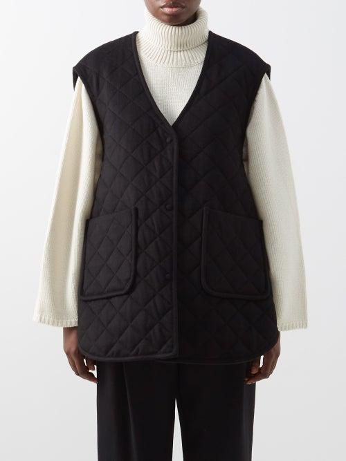 Toteme - A-line Quilted Felt Gilet - Womens - Black