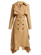 Matchesfashion.com Chlo - Pleated Hem Wool Gabardine Trench Coat - Womens - Light Brown