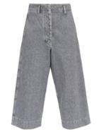 Lemaire - Cropped Denim Wide-leg Trousers - Womens - Grey