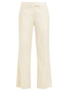 Matchesfashion.com Marina Moscone - Cropped Virgin Wool And Silk Poplin Trousers - Womens - Ivory