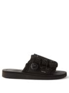 Suicoke - Leta-ab Suede And Nylon Slides - Mens - Black